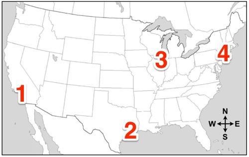 Which number represents Chicago, the 3rd largest city in the United States? A) 1 B-example-1