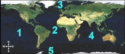 Which number on the represent the atlantic ocean? a.1 b.2 c.3 d.4-example-1