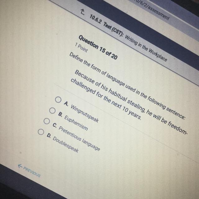 Define the form of langauge used in the following sentence-example-1