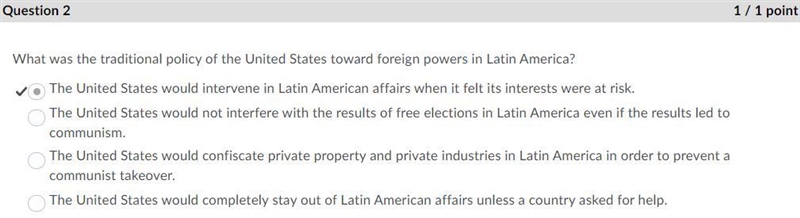 Which was the traditional policy of the united states toward foreign powers in latin-example-1