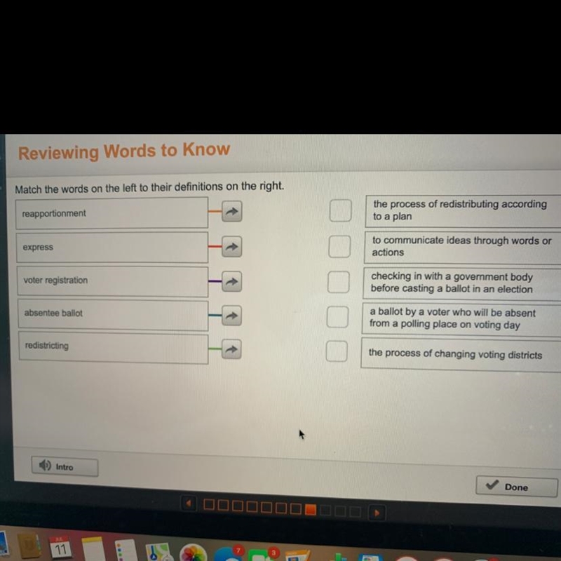 Match the words on the left to their definitions on the right.-example-1