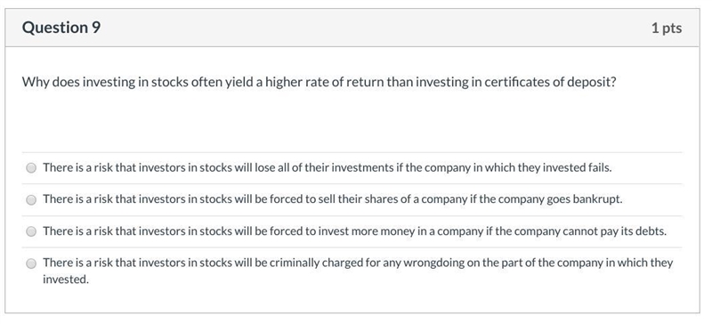 Why does investing in stocks often yield a higher rate of return than investing in-example-1