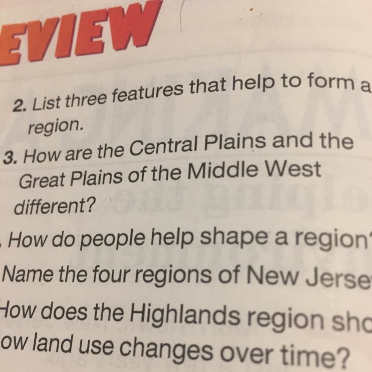 List three features that help to form a region( question 2)-example-1