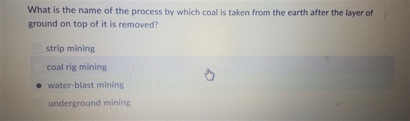 what is the name of the process by which coal is taken from the earth after the layer-example-1