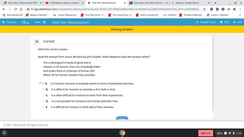 Select the correct answer. Read the excerpt from Annus Mirabilis by John Dryden. What-example-1