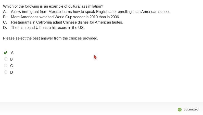 Which of the following is an example of cultural assimilation-example-1