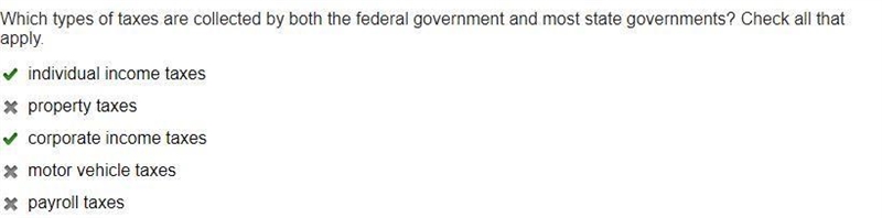 Which types of taxes are collected by both the federal government and most state governments-example-1