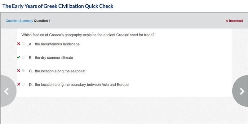 Which feature of Greece’s geography explains the ancient Greeks’ need for trade? A-example-1