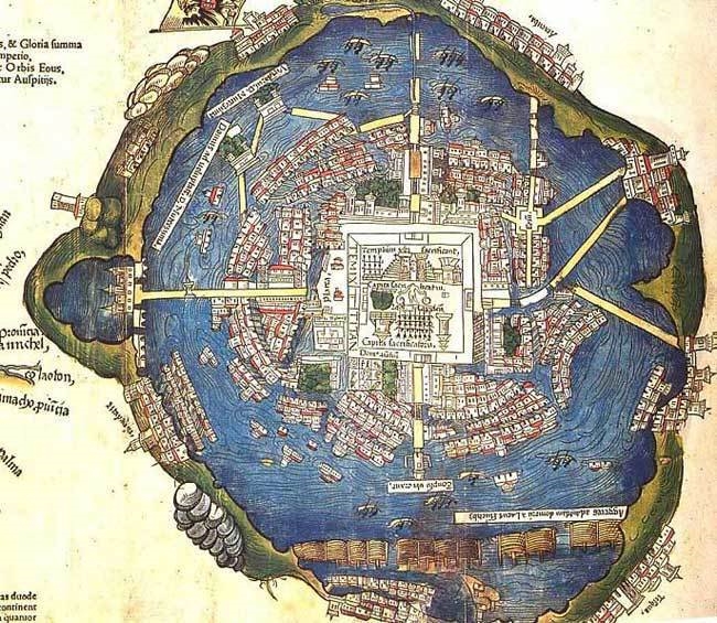 According to the Aztec history, how did the aztecs know where to build their new city-example-1