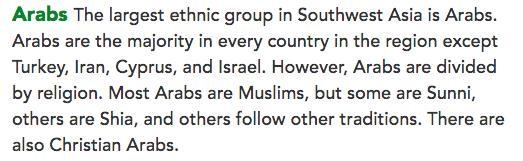 Which statement about ethnic groups in Southwest Asia is accurate? A. Arabs are the-example-1