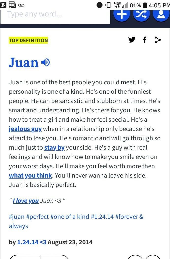 What is the urban dictionary definition of Juan.-example-1