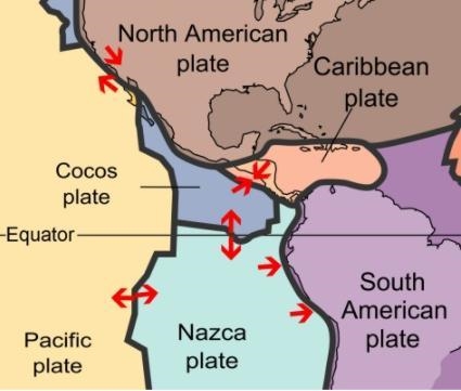 The diagram below shows the locations of some of the major plates that make up the-example-1