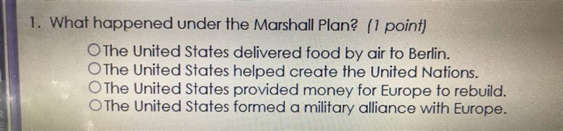 What happened under the Marshall plan?-example-1