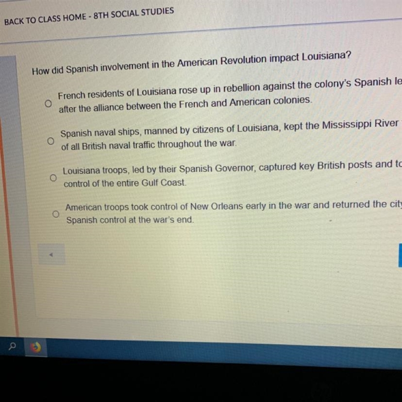 How did Spanish involvement in the American Revolution impact Louisiana? I NEED THE-example-1