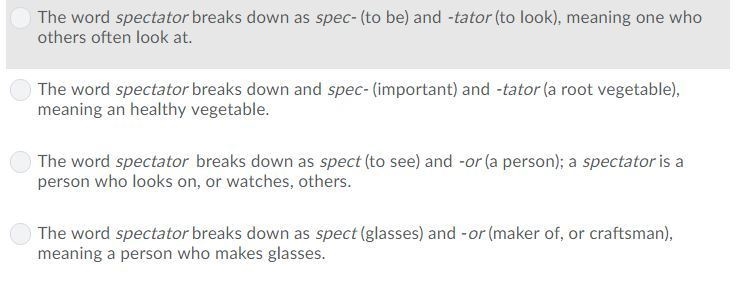 Which choice analyzes the parts of the word and determines the meaning of the word-example-1