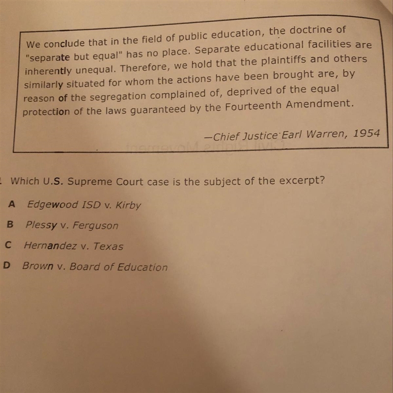 Which u.s Supreme Court case is the best subject of the excerpt?-example-1