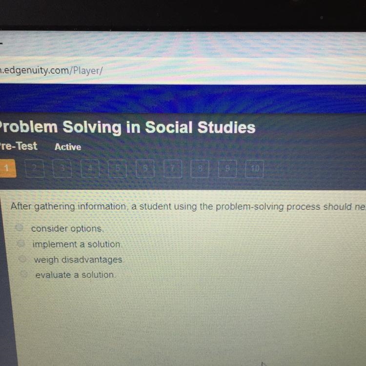 After gathering information a student using problem-solving process should next-example-1