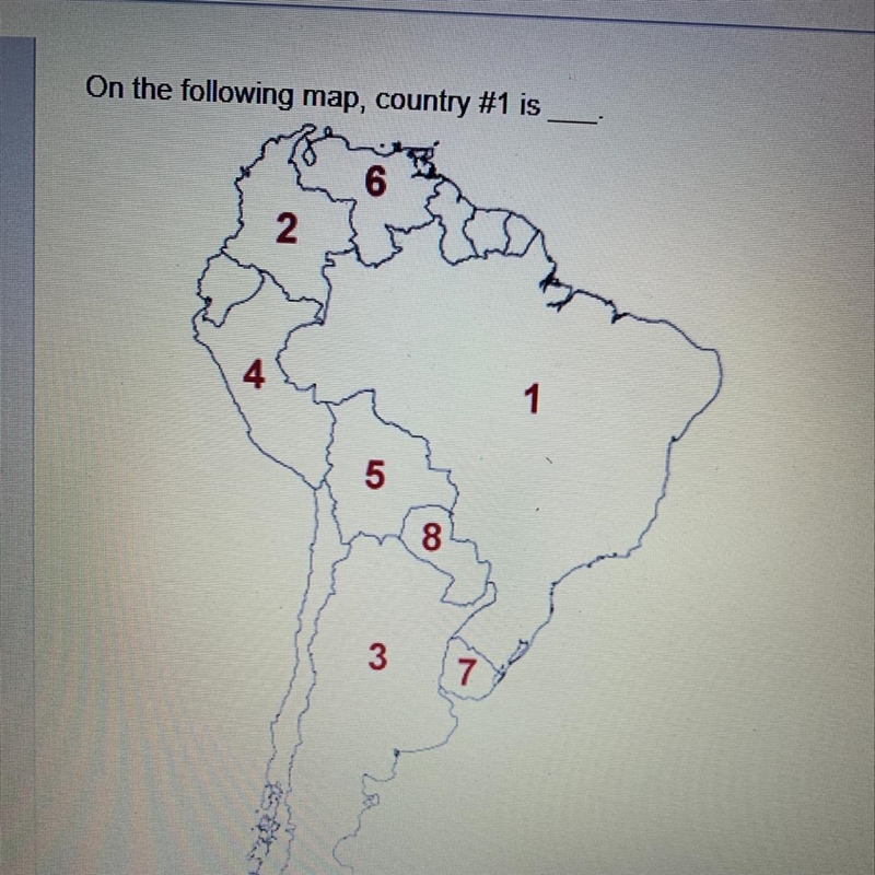 On the following map, country #1 is-example-1