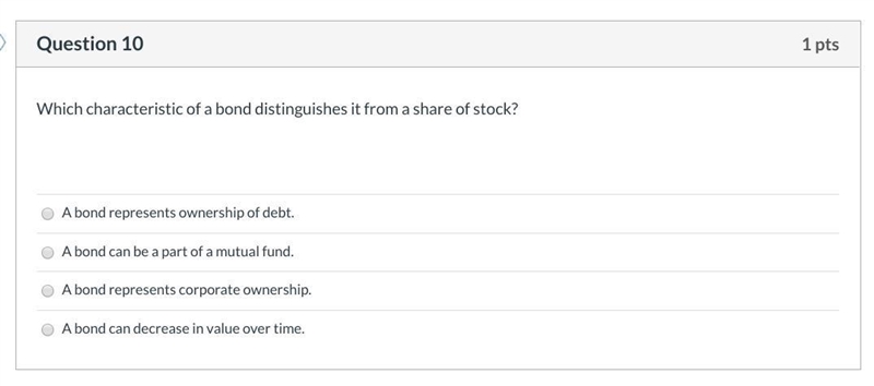 Which characteristic of a bond distinguishes it from a share of stock?-example-1