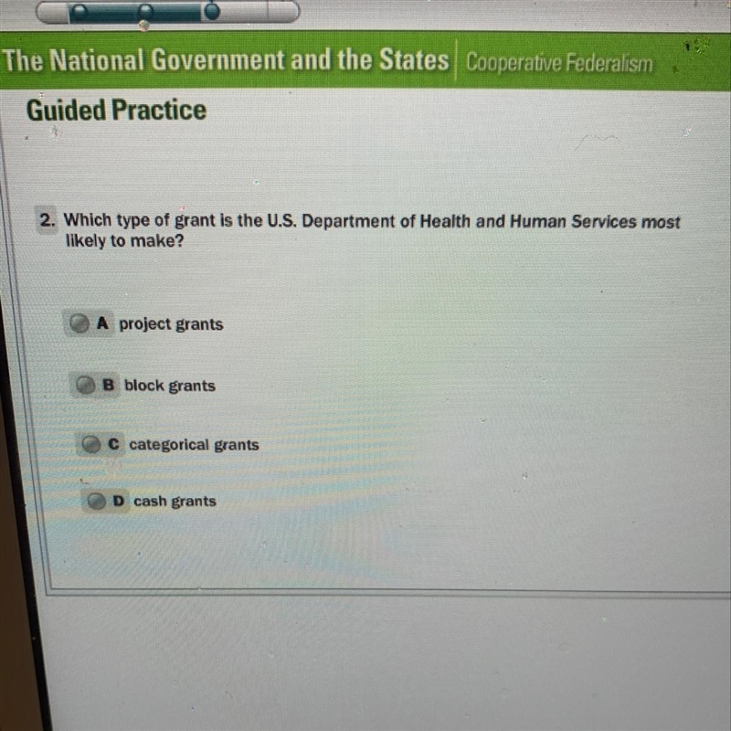 Which type of grant is the u.s. department of health and human services most likely-example-1