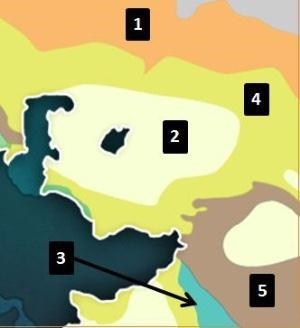 Central Asia’s semiarid climate region is labeled with the number _____ on the map-example-1