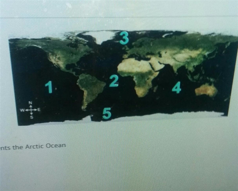 Which number represents the Arctic Ocean​-example-1