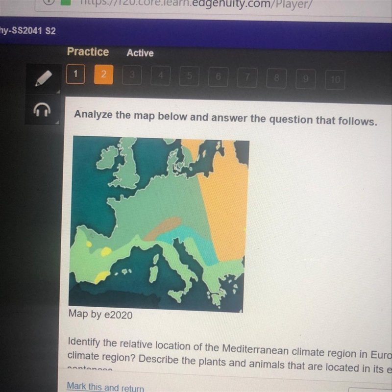 identify the relative location on a Mediterranean climate region in Europe what are-example-1