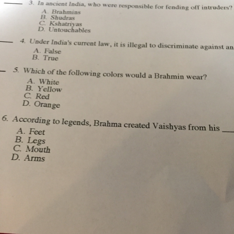 Which of the following colors would a brahmin wear-example-1