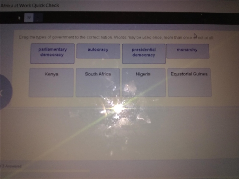 Drag the types of government to the correct nation. Words may be used once, more than-example-1