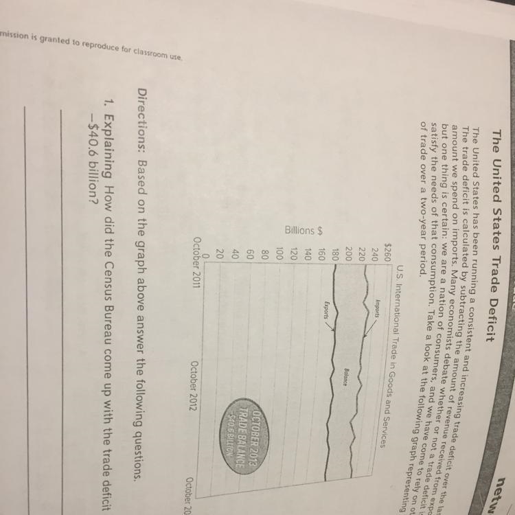 How did the census bureau come up with the trade deficit of approximately 40.6 billion-example-1