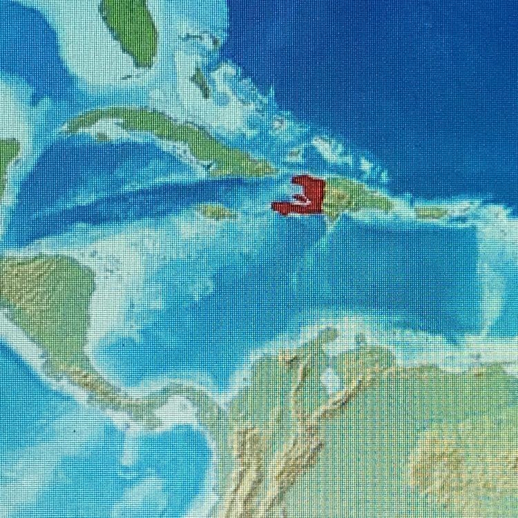 The country highlighted in red is the country of A) Cuba B) Haiti C) Jamaica D) Panama-example-1