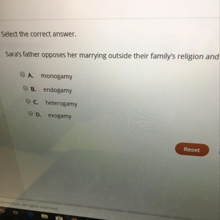 Sara’s father opposes her marrying outside their family’s religion an ethnicity. Which-example-1