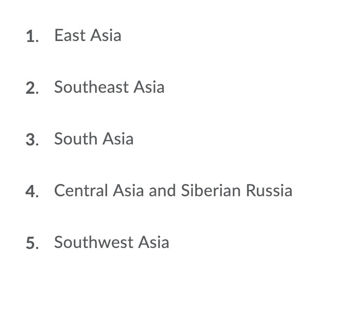 Match the region of Asia with the description.-example-3