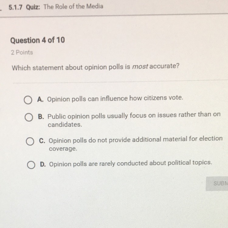 Which statement about opinion polls is most accurate?-example-1