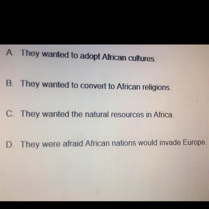 Why did European nations colonize Africa?-example-1