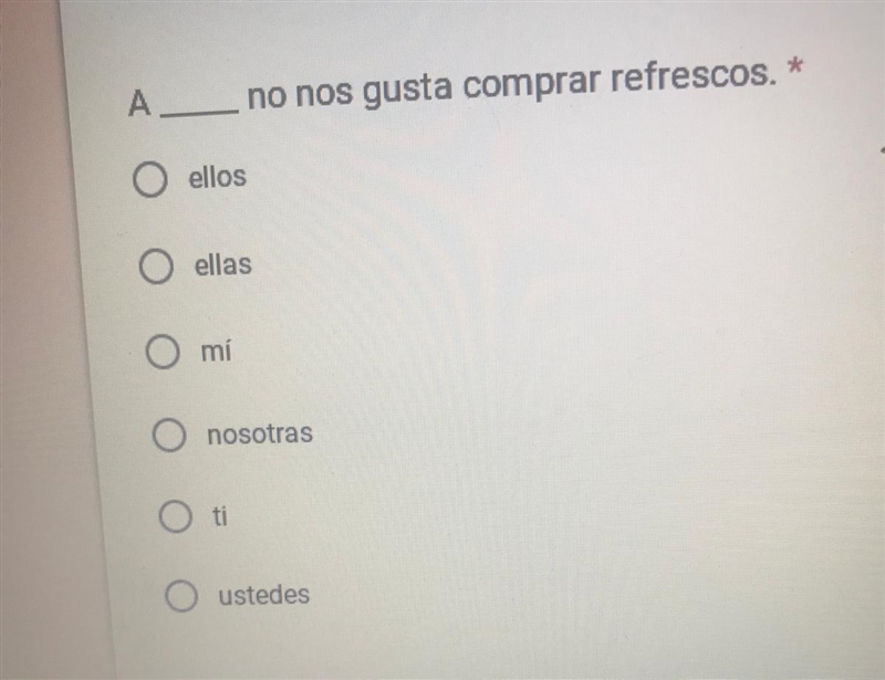 ¿Qué cosas no les gusta hacer? Select the appropriate pronoun to complete each sentence-example-1