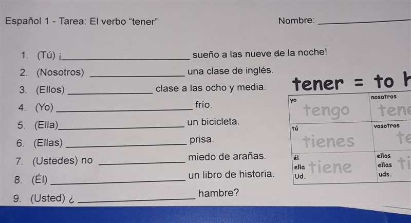 Please help with these tener problems for spanish​-example-1