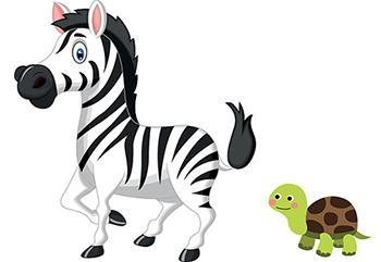 Look at the image, read, and choose the right description. The image is a Zebra and-example-1