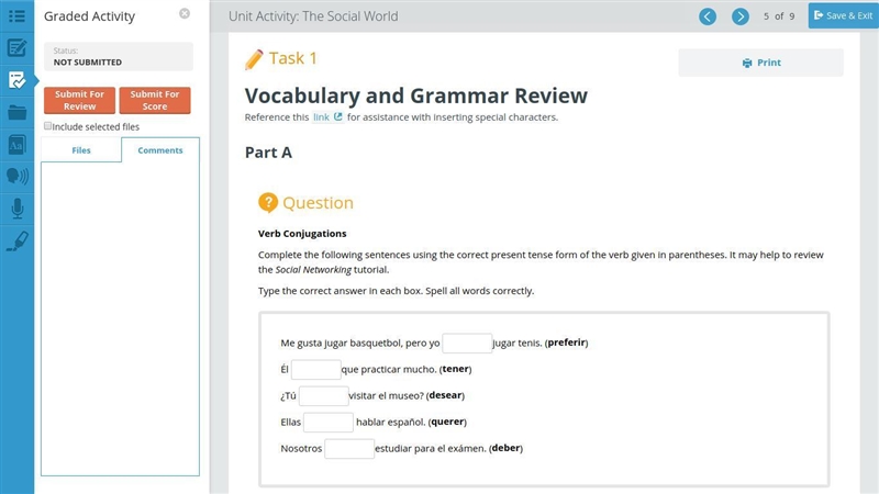 Complete the following sentences using the correct present tense form of the verb-example-1