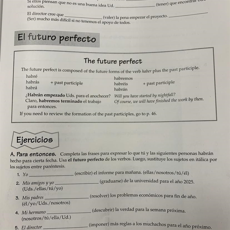 Need help with “El Futuro Perfecto” please-example-1