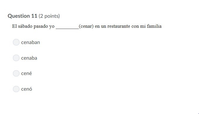 PLEASE HELP ASAP!!! CORRECT ANSWER ONLY PLEASE!!! El sábado pasado yo _________(cenar-example-1