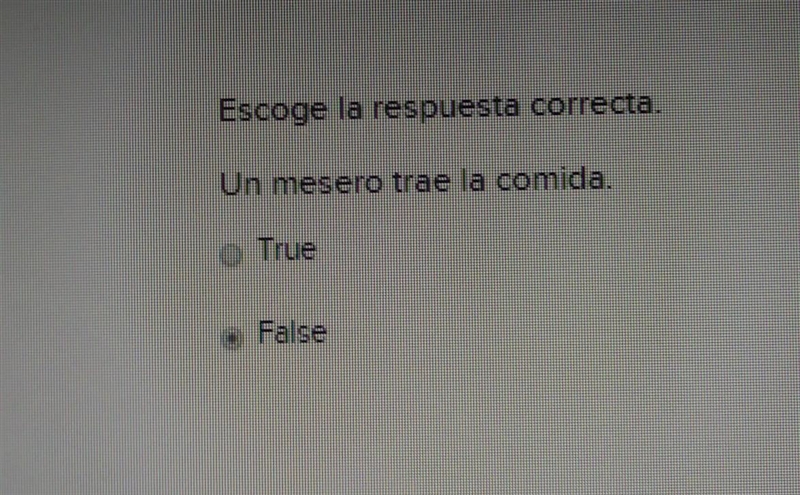 Escoge pa respuesta correcta. Un mesero trae la comida. Just need to know if my answer-example-1