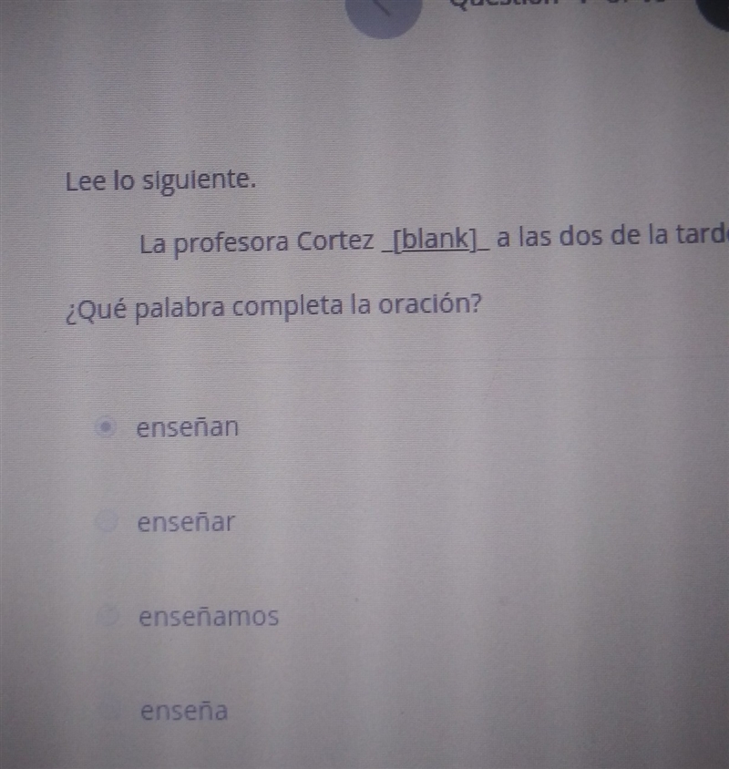 Spanish question *its not enseñan-example-1