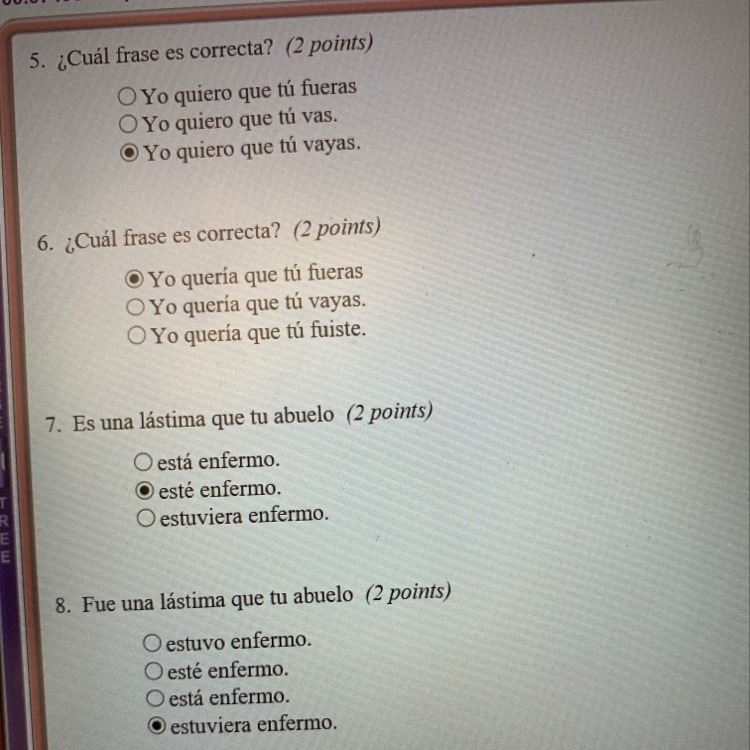 Am I correct on 5-8? Please help with my Spanish.-example-1