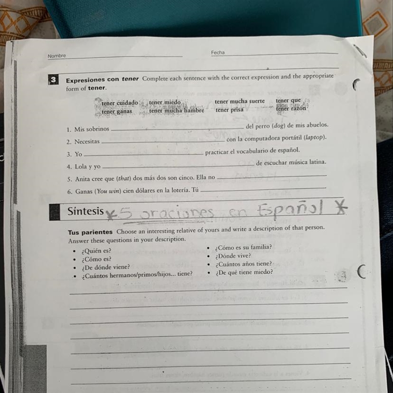 3.4 Present Tense of tener and venir-example-1