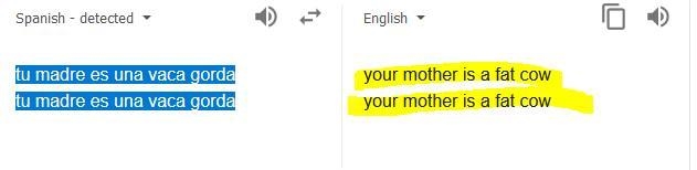 What do these two lines say in english? 1.tu madre es tan grande como una estación-example-1