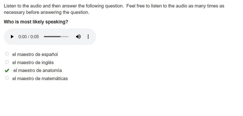 Who is most likely speaking? el maestro de español el maestro de inglés el maestro-example-1