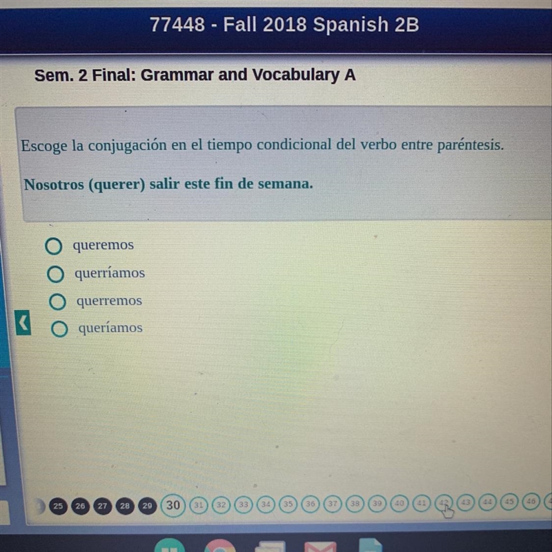 Escoge la conjugación en el tiempo condicional del verbo entire paréntesis. Nosotros-example-1