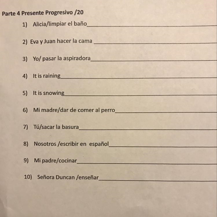 I have to change it to present progressive so changing to iendo and ando-example-1