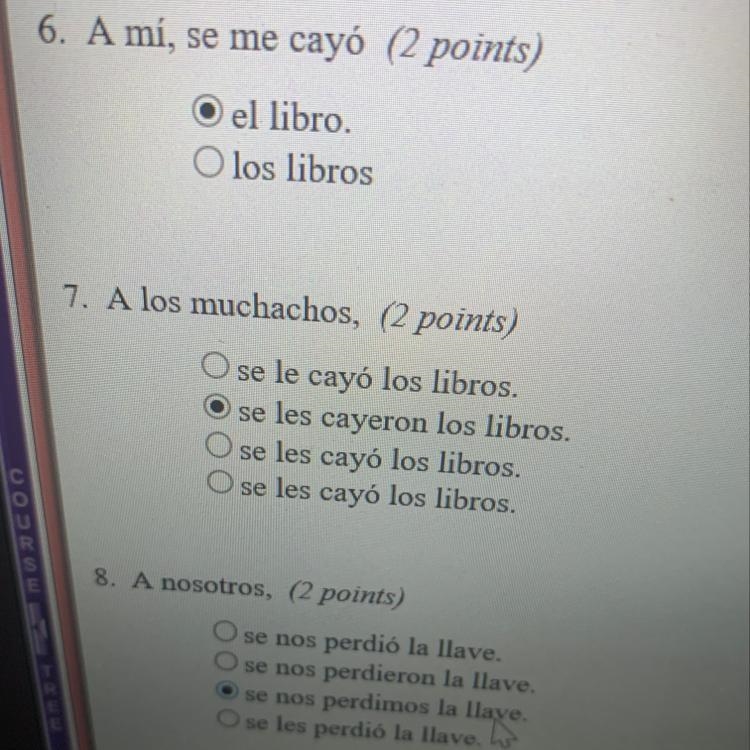 Am I correct the questions above for Spanish?-example-1